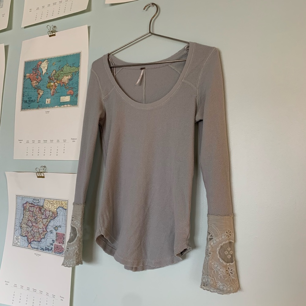 Free People Long Sleeve Tee with detailed sleeves
